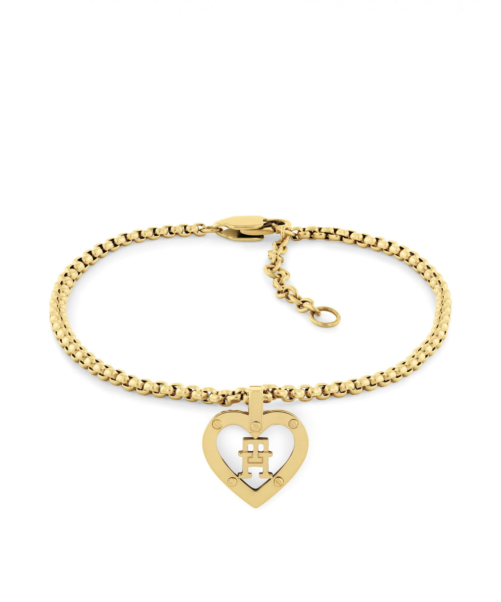 Tommy Hilfiger Monogram Gold Plated Heart Ladies Bracelet