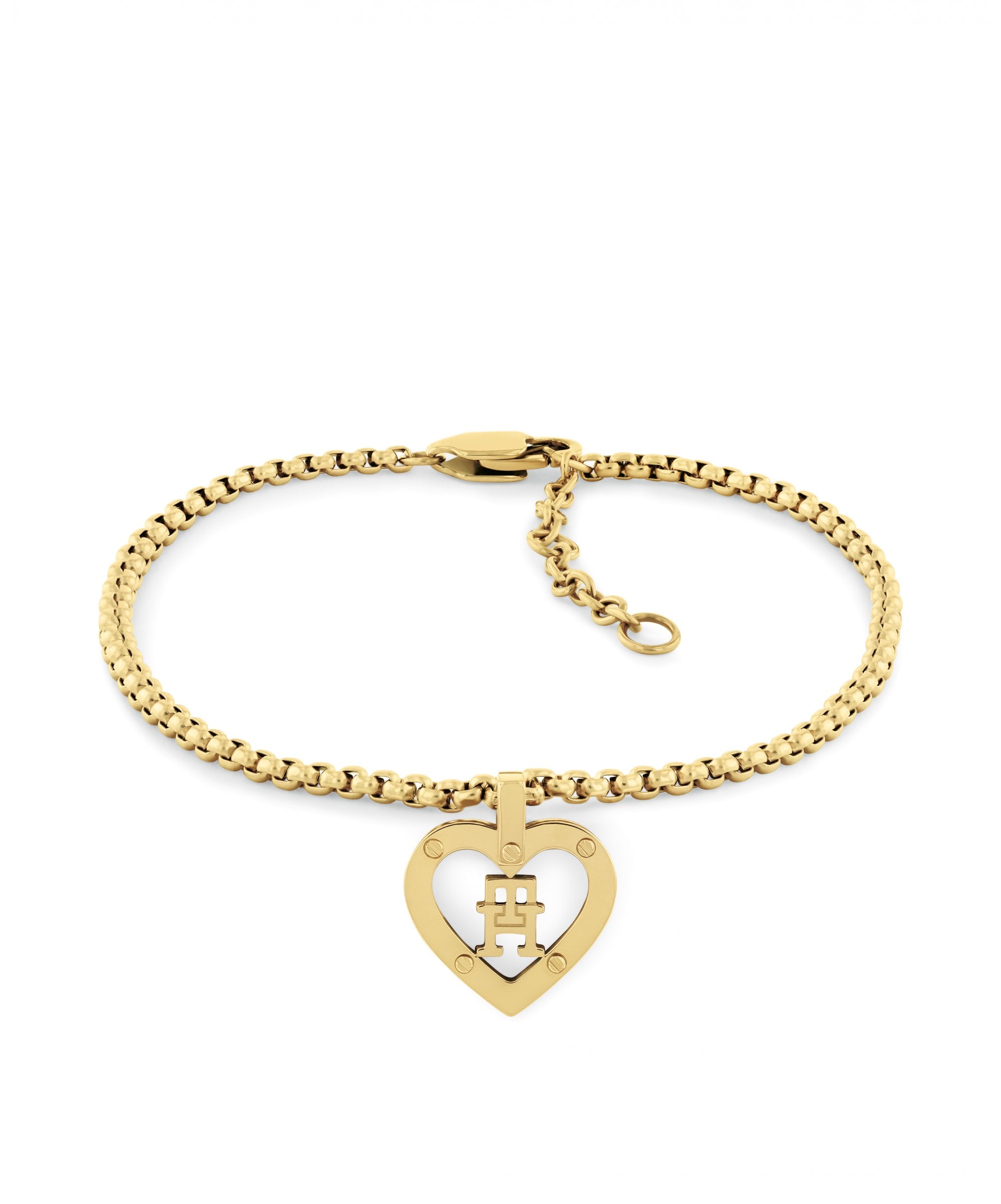 Tommy Hilfiger Monogram Gold Plated Heart Ladies Bracelet