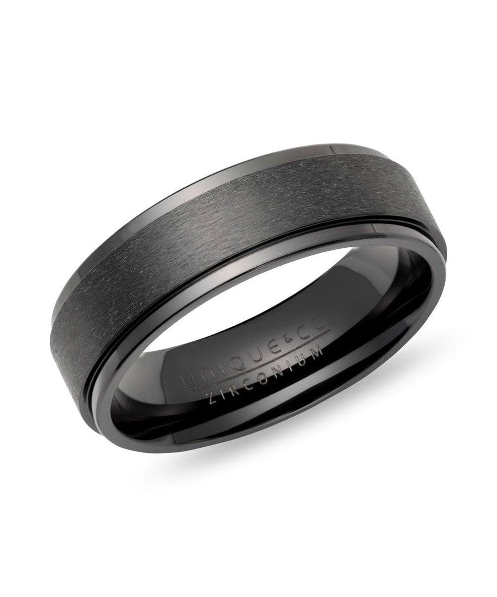 Black Zirconium 7mm Stepped Edge Ring - ZR-2