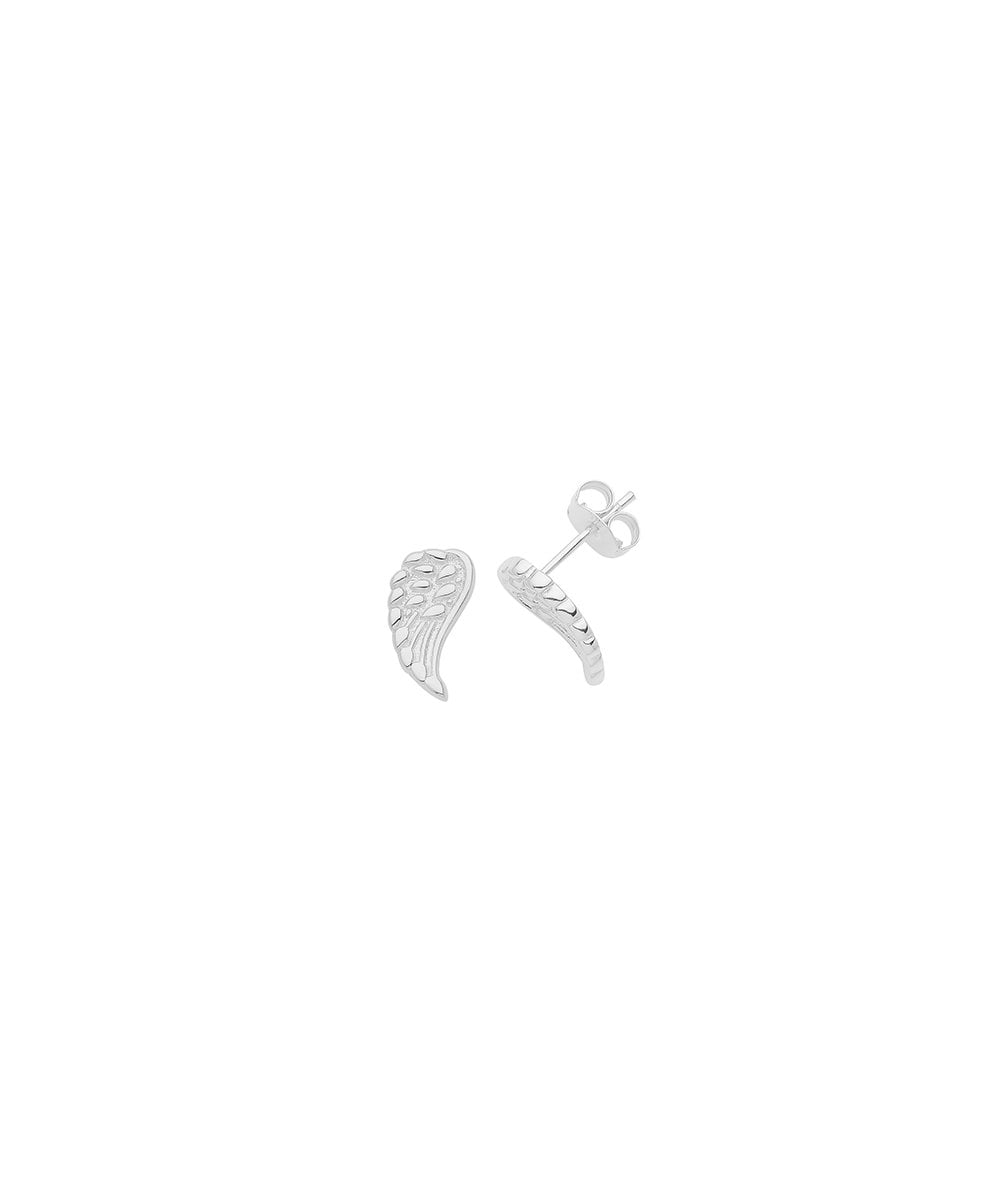 Silver Angel Wings Stud Earrings
