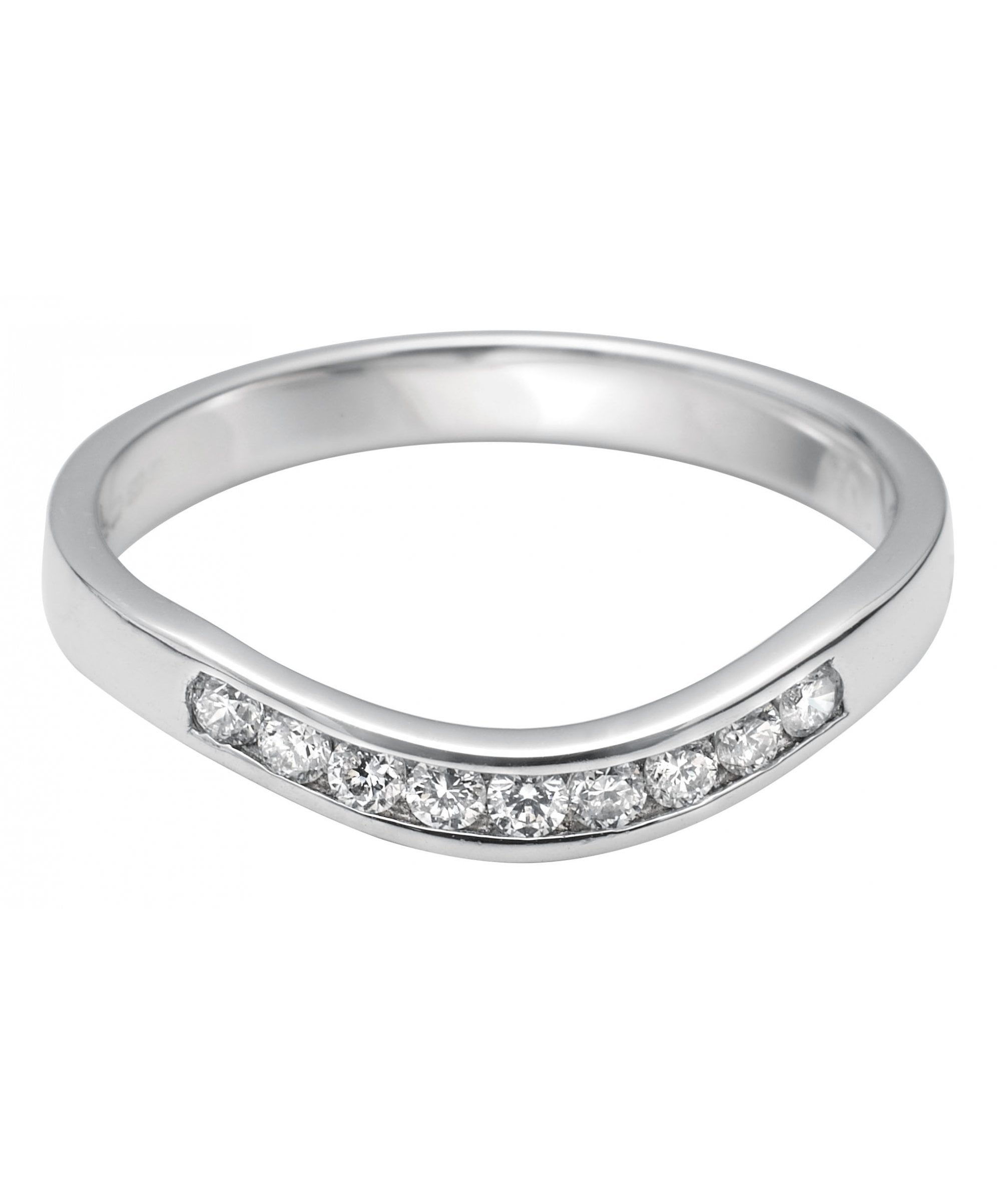 18ct White Gold 0.14ct Diamond Curved Wishbone Ring
