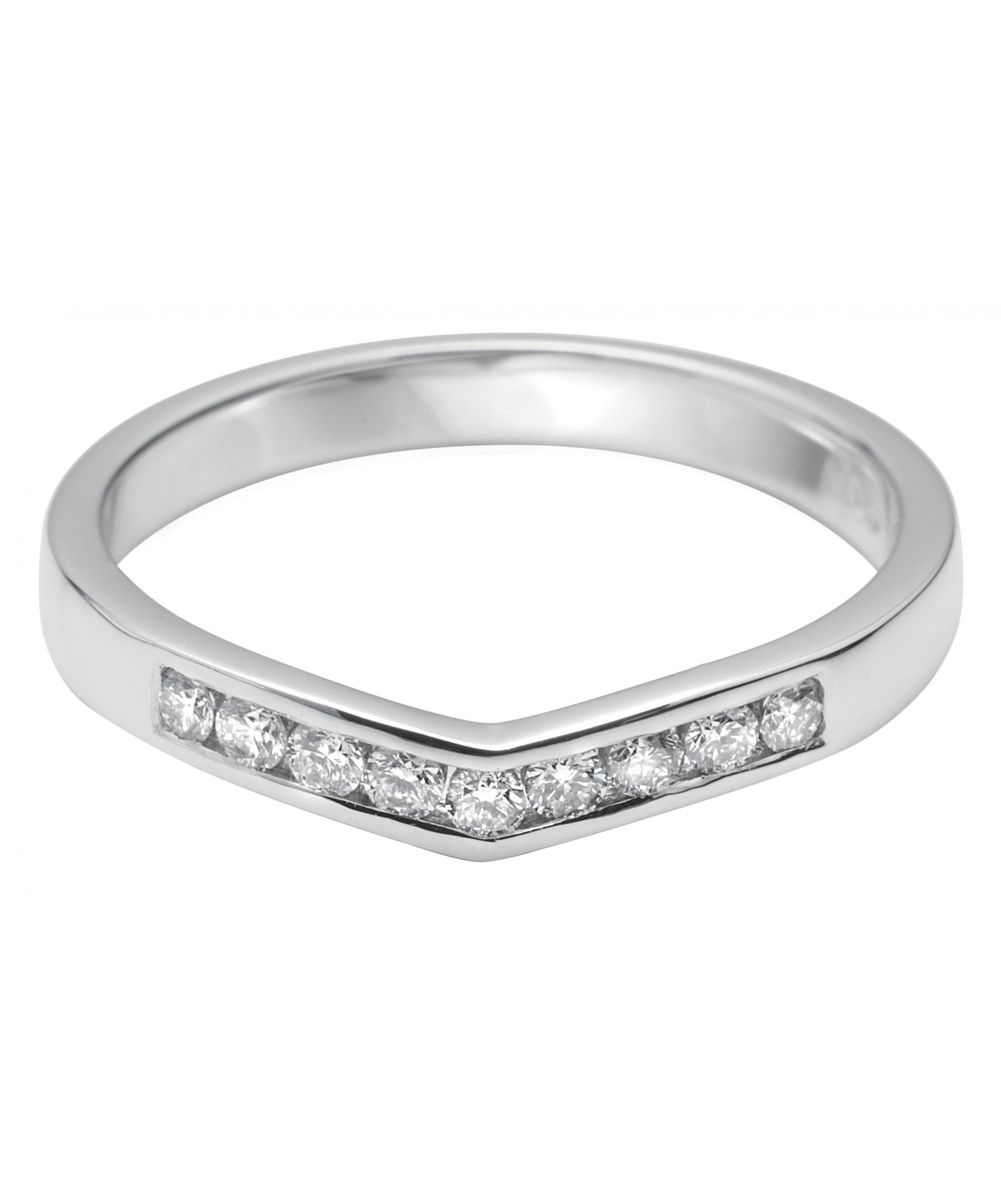 18ct White Gold 0.14ct Diamond Wishbone Ring