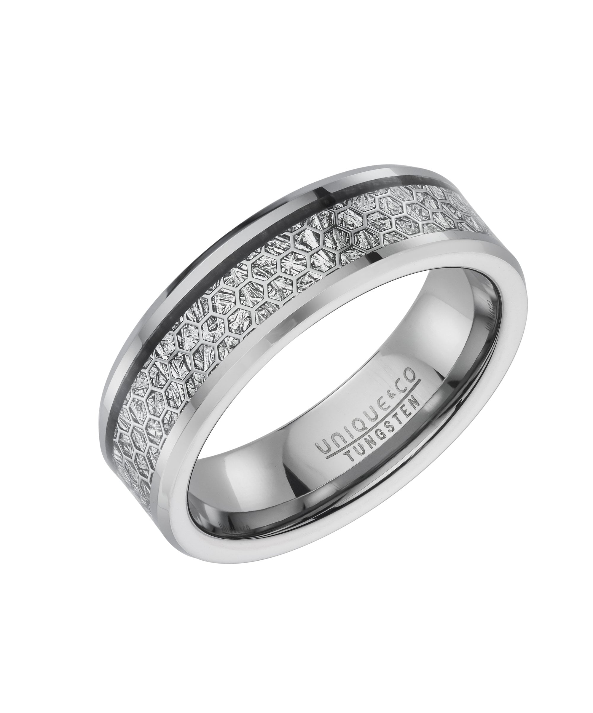 Tungsten 7mm Ring With Meteorite Paper Inlay - TUR-205