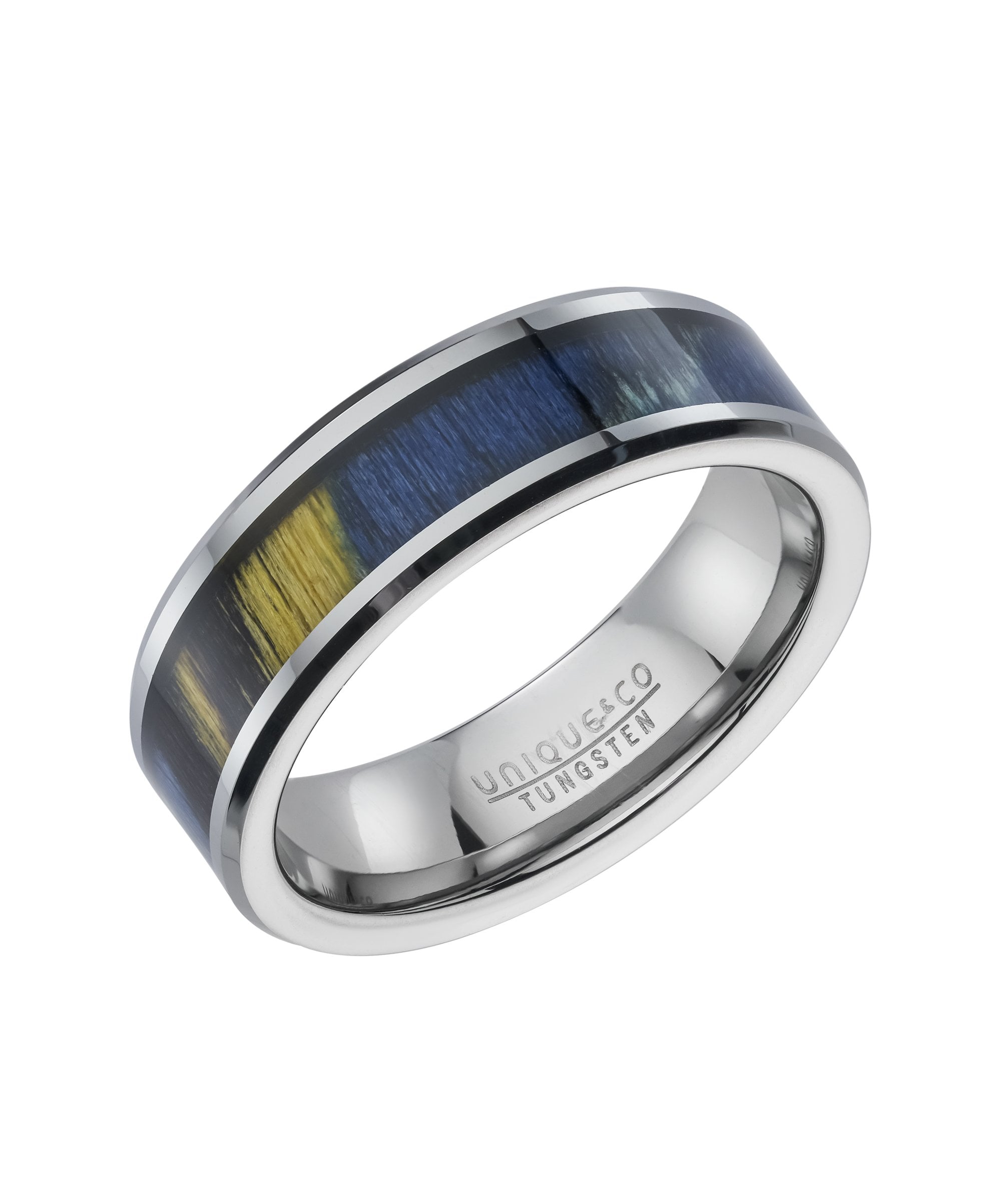Tungsten 7mm Wood Inlay Ring - TUR-209