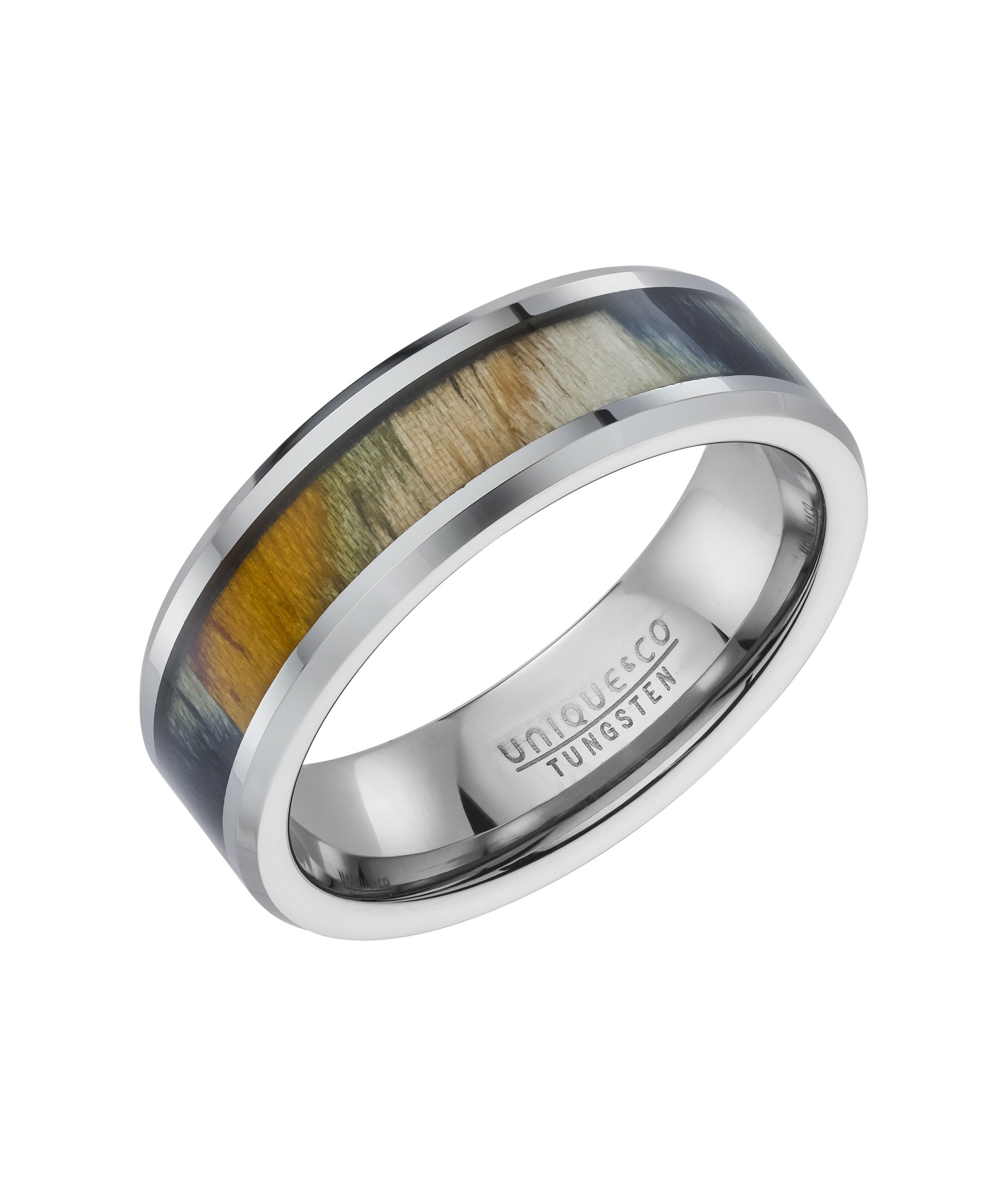 Tungsten 7mm Wood Inlay Ring - TUR-210