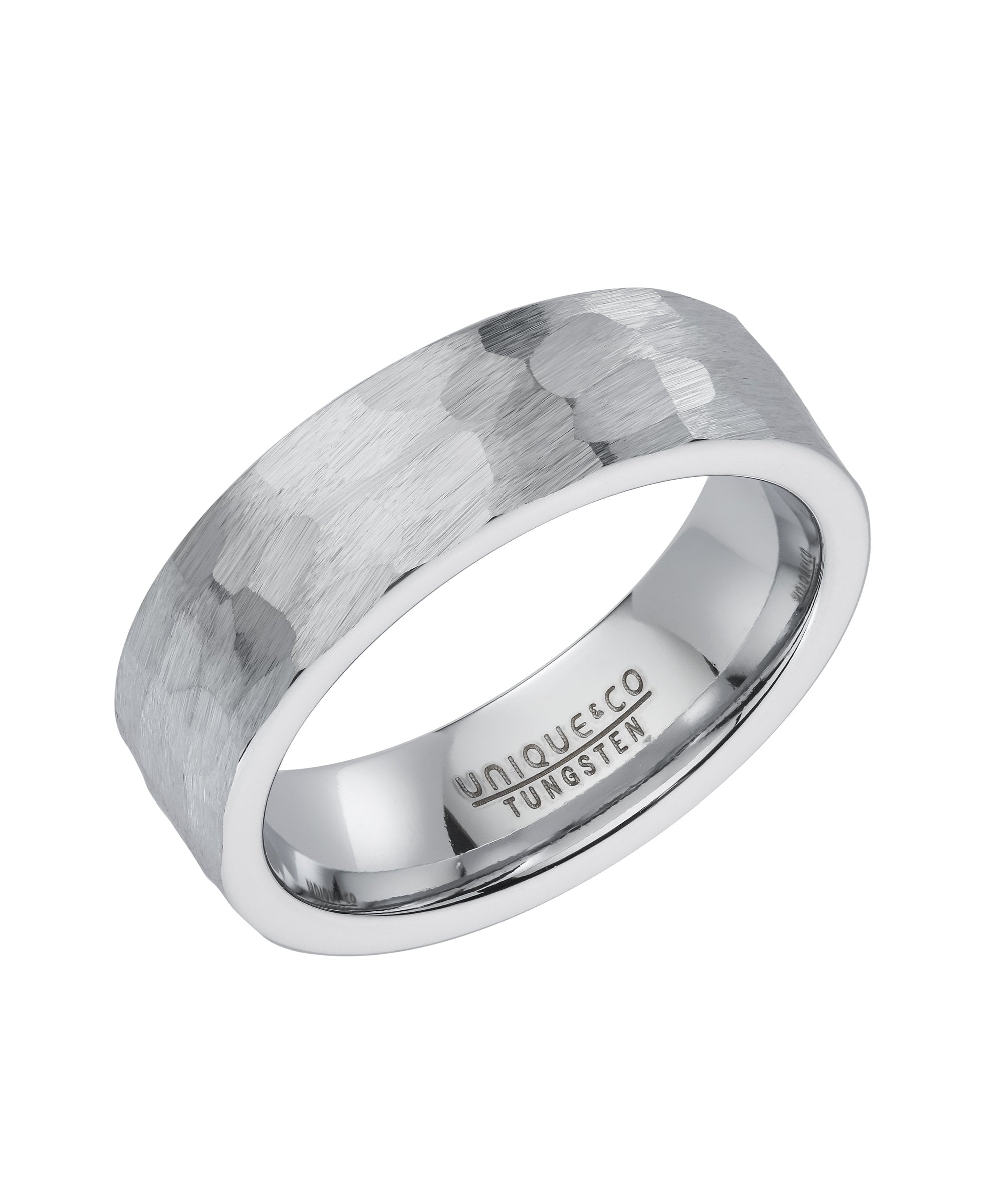 Tungsten 7mm Hammered Finish Ring - TUR-212