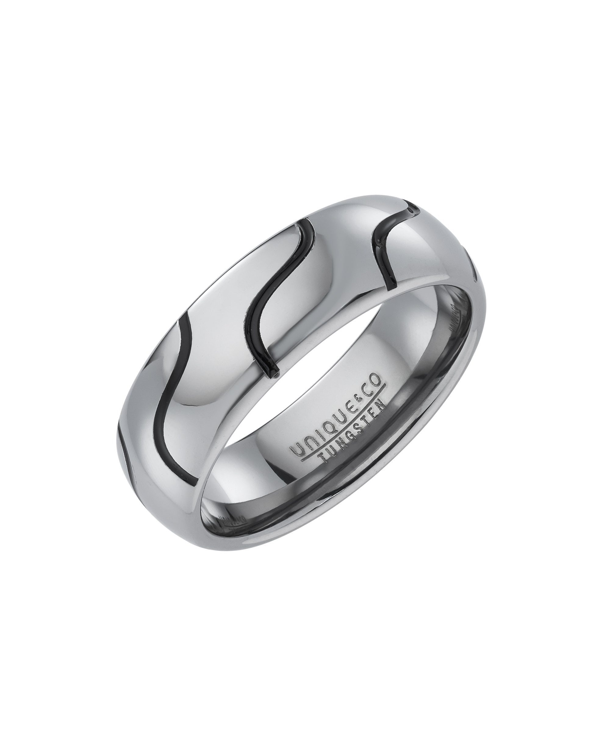 Tungsten 7mm Black Pattern Ring - TUR-214