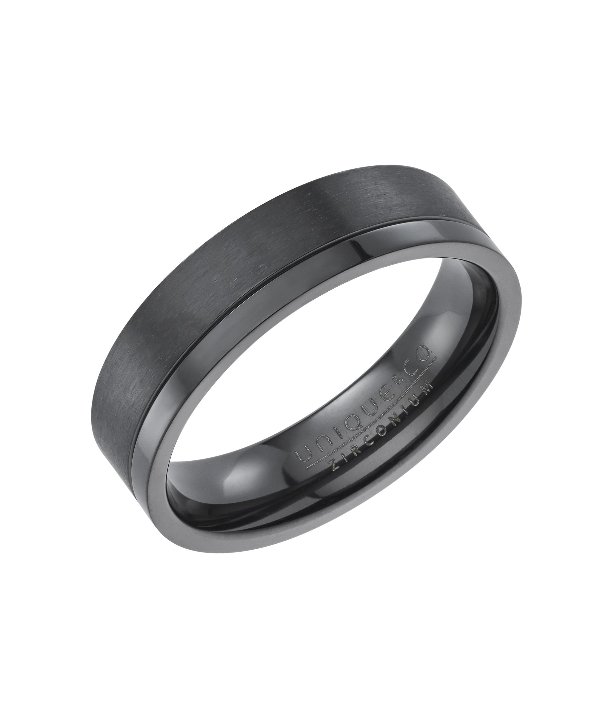 Black Zirconium 7mm Patterned Ring - ZR-13