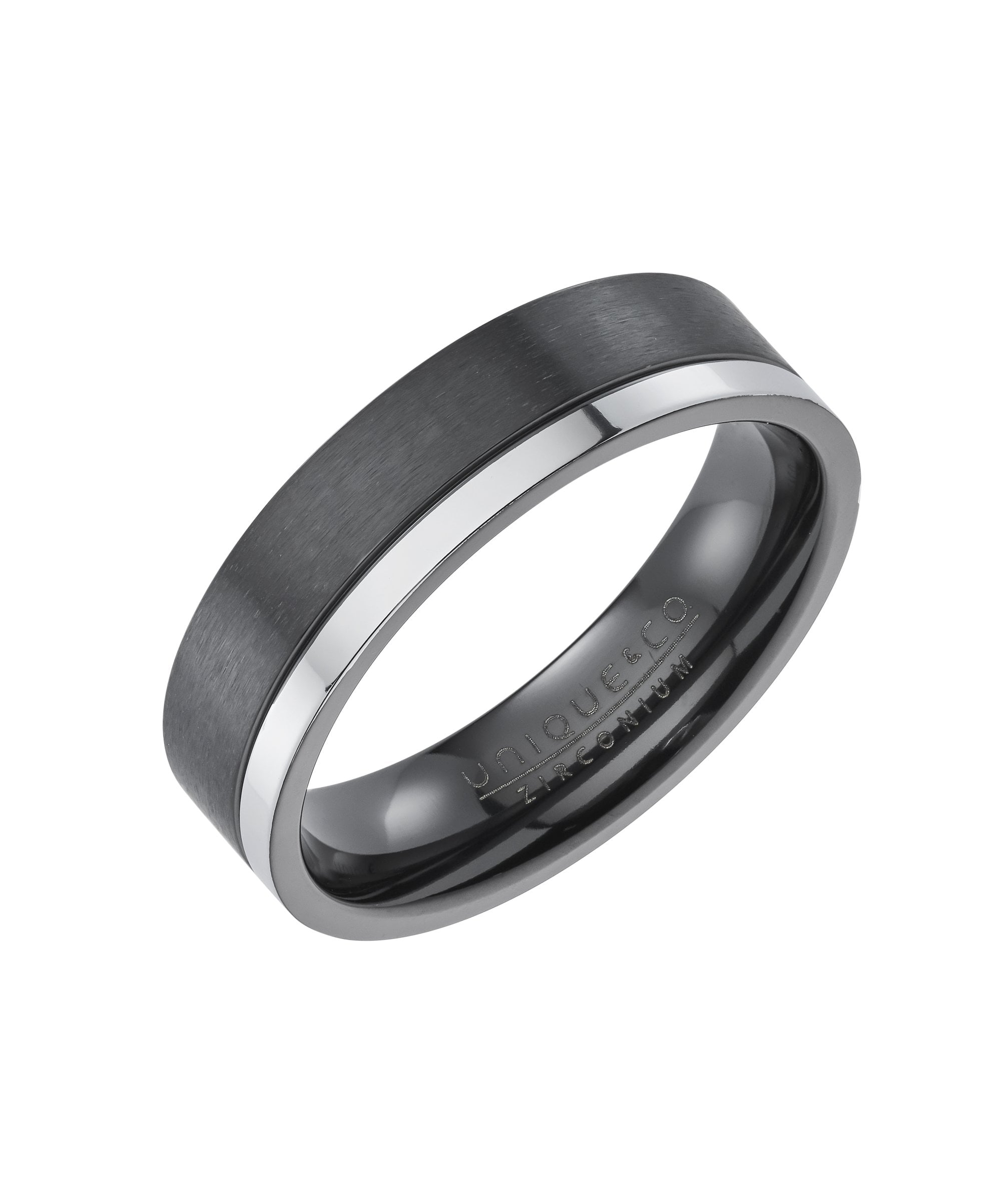 Black Zirconium 7mm Patterned Ring - ZR-14