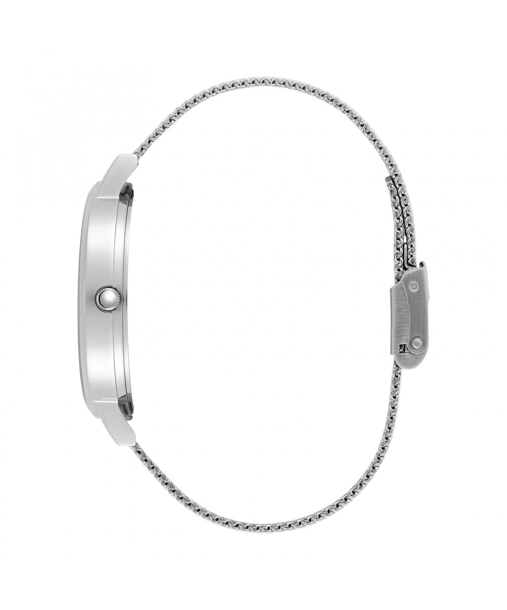 Olivia Burton Classics White Dial Silver Mesh Bracelet Watch