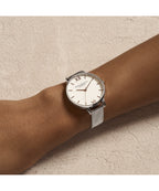 Olivia Burton Classics White Dial Silver Mesh Bracelet Watch