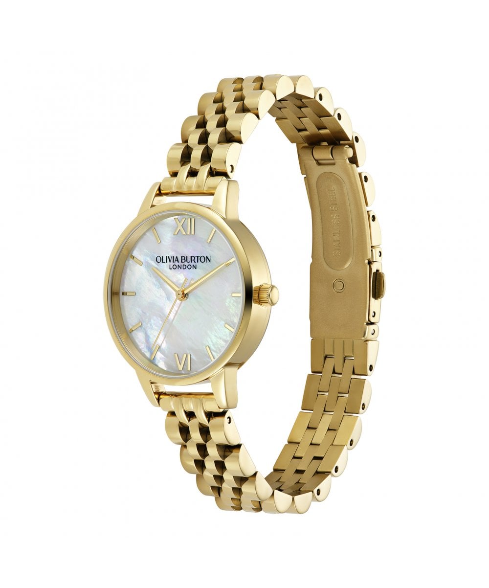 Olivia Burton Classics Mother Of Pearl Dial Gold Bracelet Watch