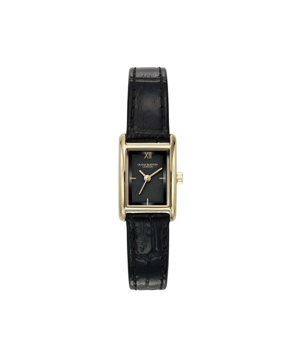 Olivia Burton Petit Grove Black Leather Strap Watch