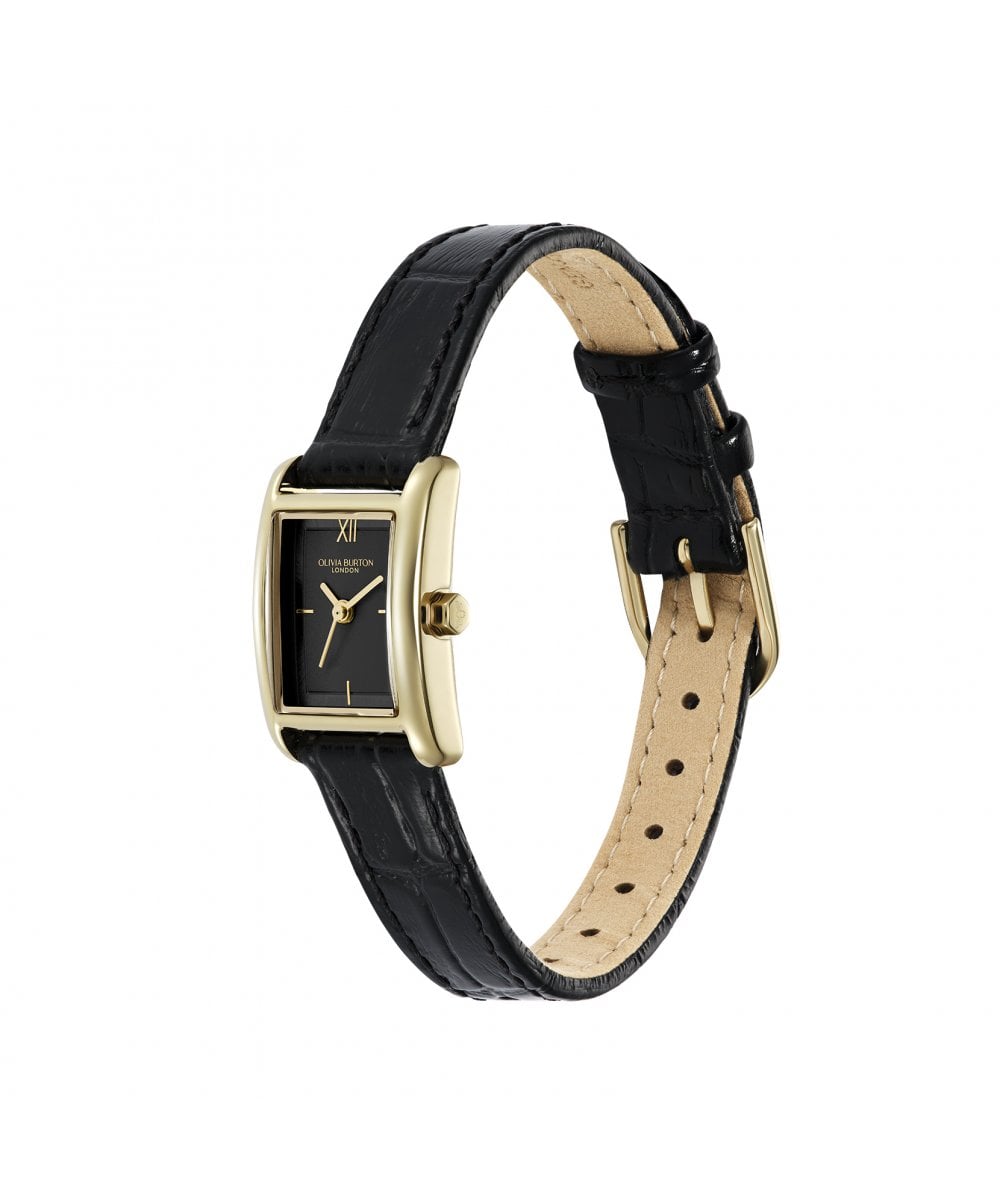 Olivia Burton Petit Grove Black Leather Strap Watch