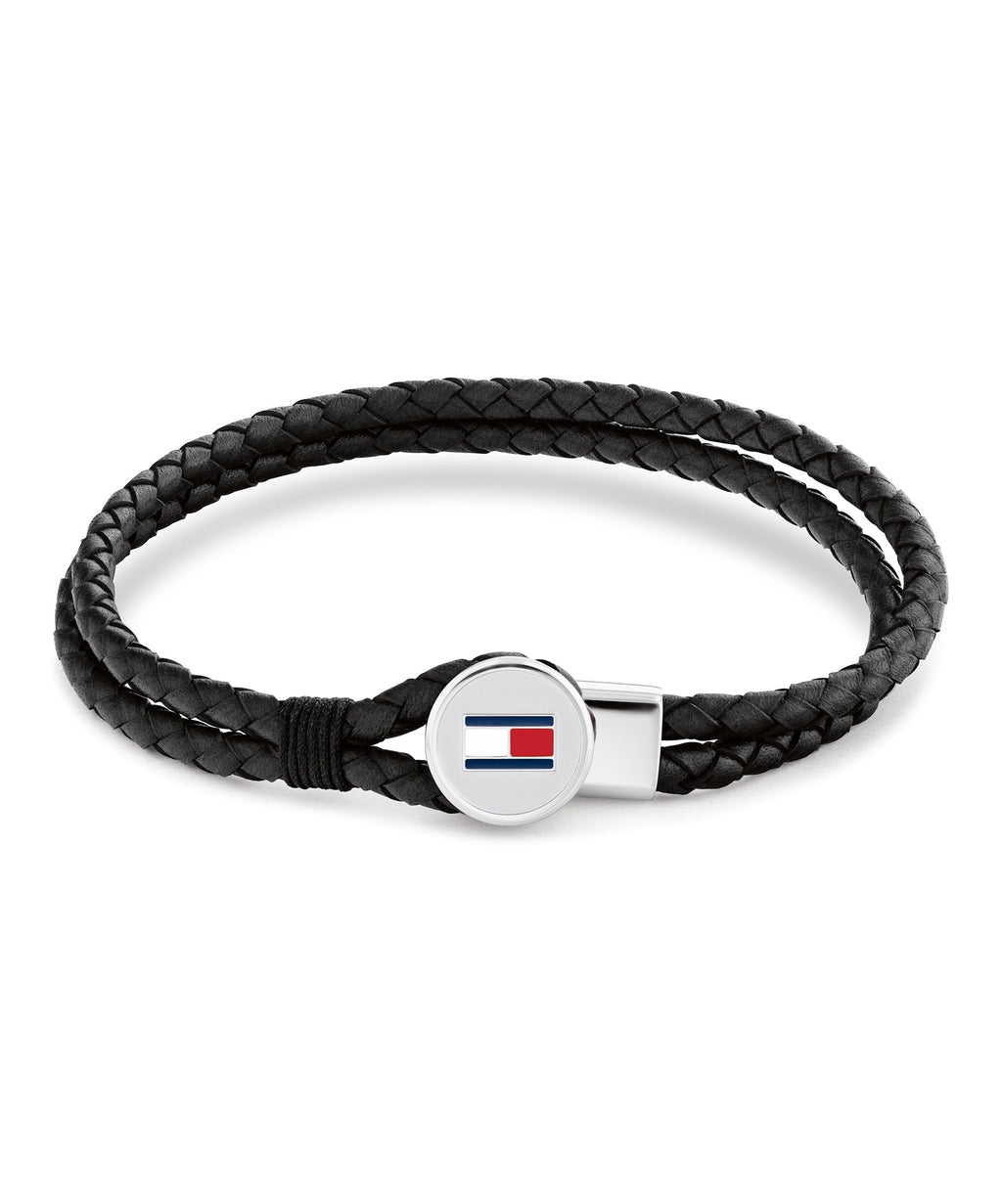 Tommy Hilfiger Bruce Black Leather Gents Bracelet