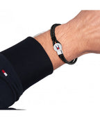 Tommy Hilfiger Bruce Black Leather Gents Bracelet