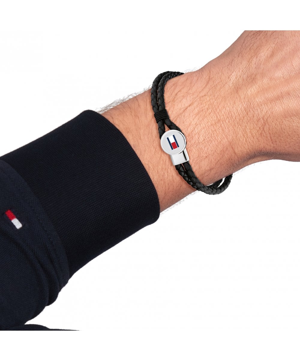 Tommy Hilfiger Bruce Black Leather Gents Bracelet