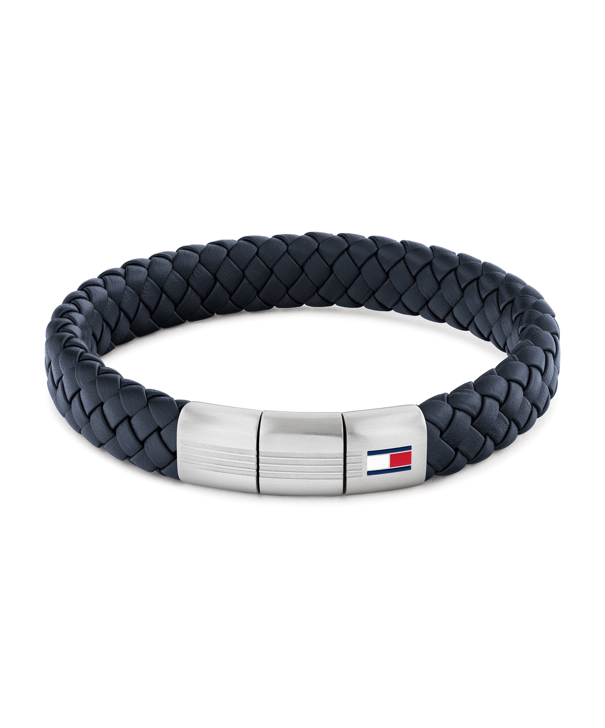 Tommy Hilfiger Round Braided Blue Leather Gents Bracelet