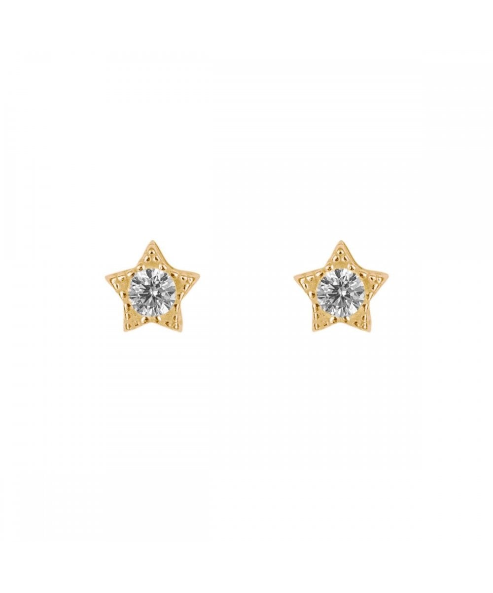 Gold Plated Sterling Silver CZ Star Stud Earrings