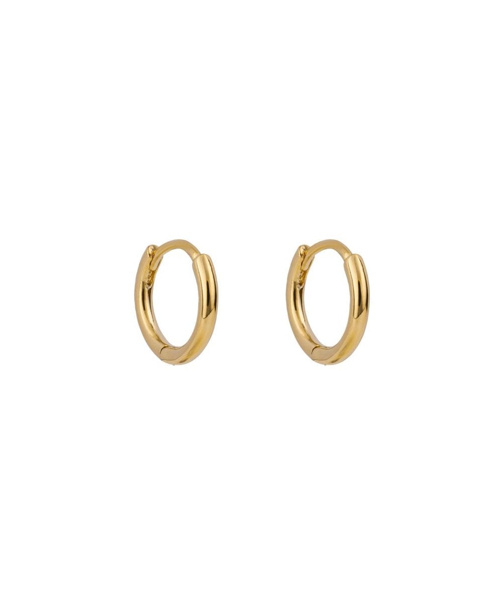 Gold Plated Sterling Silver Plain 10mm Huggie Earrings