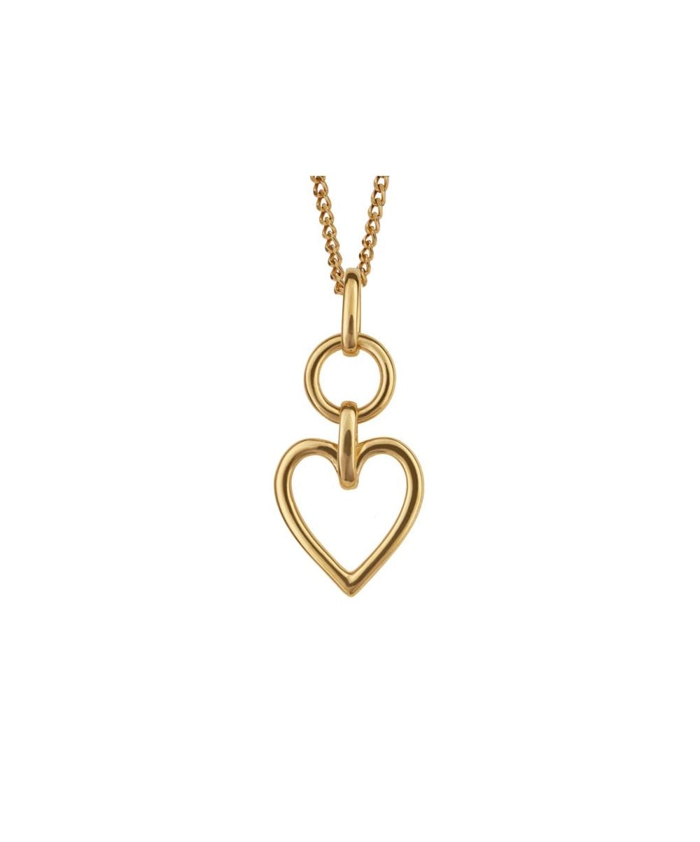 Gold Plated Sterling Silver Open Heart Drop Pendant