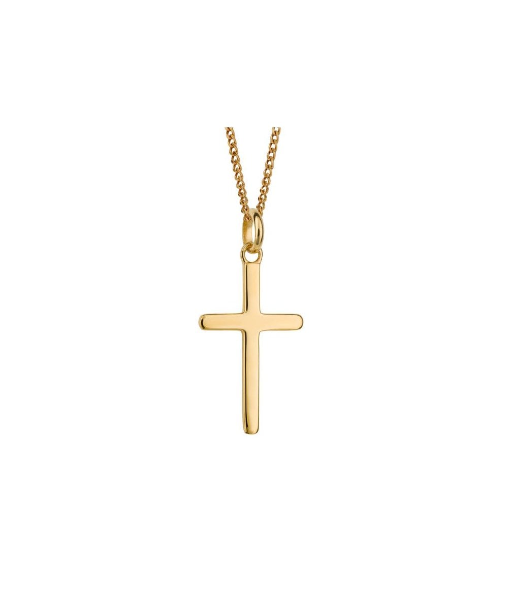 Gold Plated Sterling Silver Plain Cross Pendant