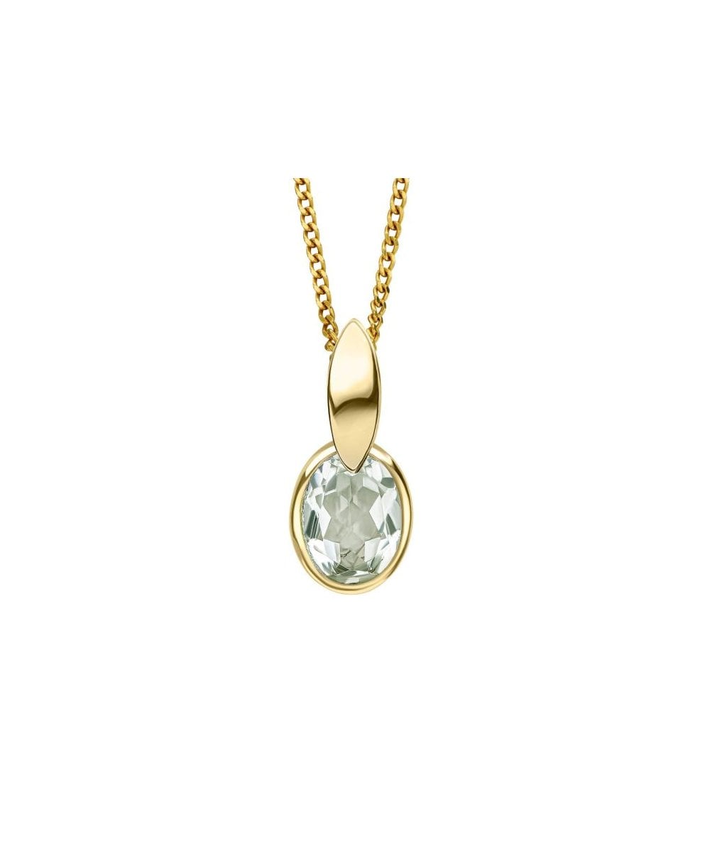 Gold Plated Sterling Silver Green Amethyst Pendant