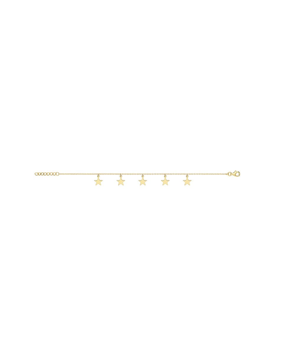 Gold Plated Sterling Silver Multi Star Charm Bracelet