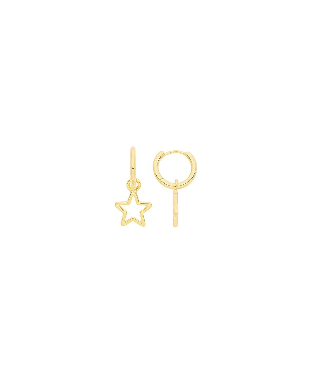 Gold Plated Sterling Silver Open Star Drop Earrings