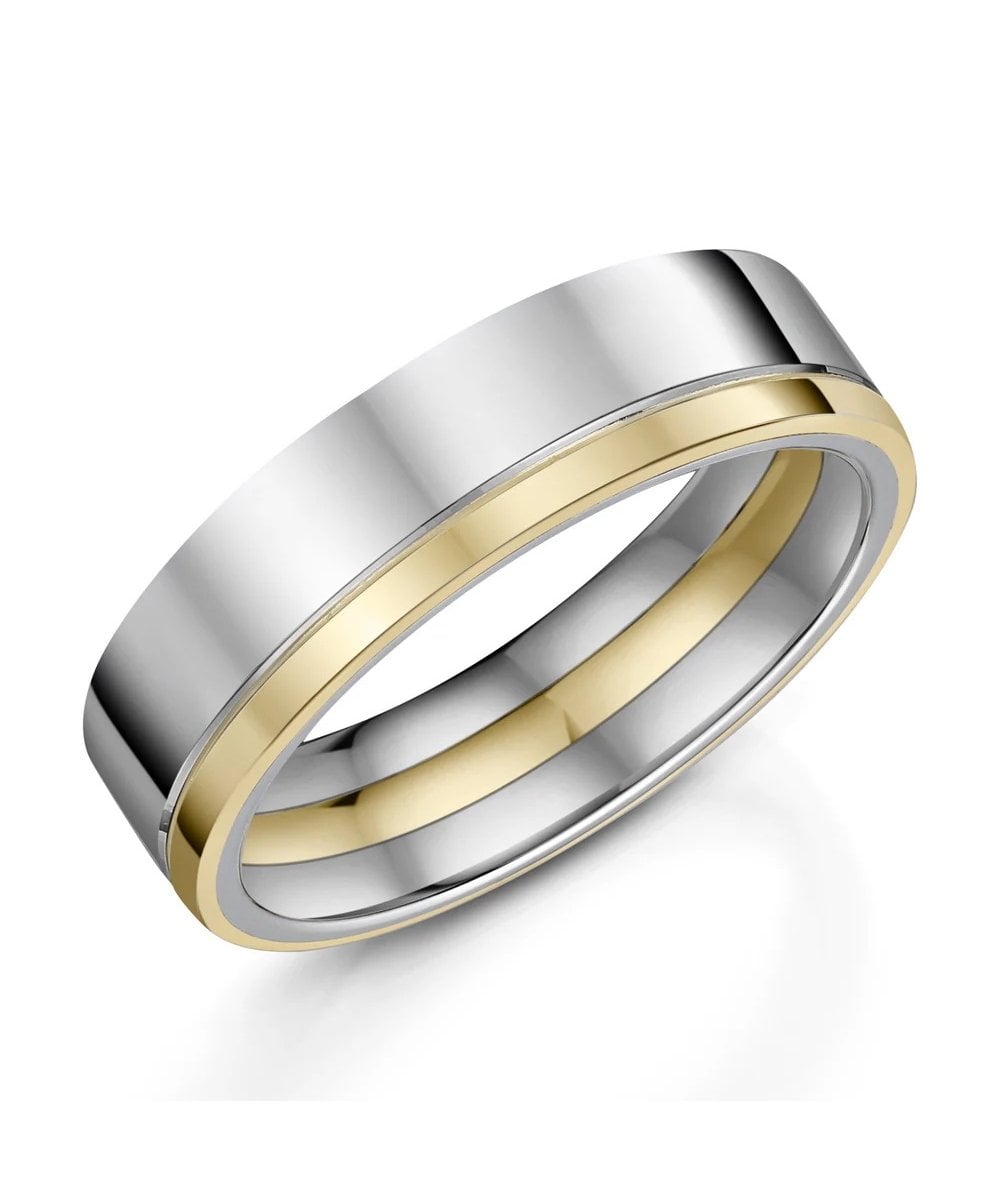 Zirconium & 9ct Yellow Gold Men's Wedding Ring - Size T