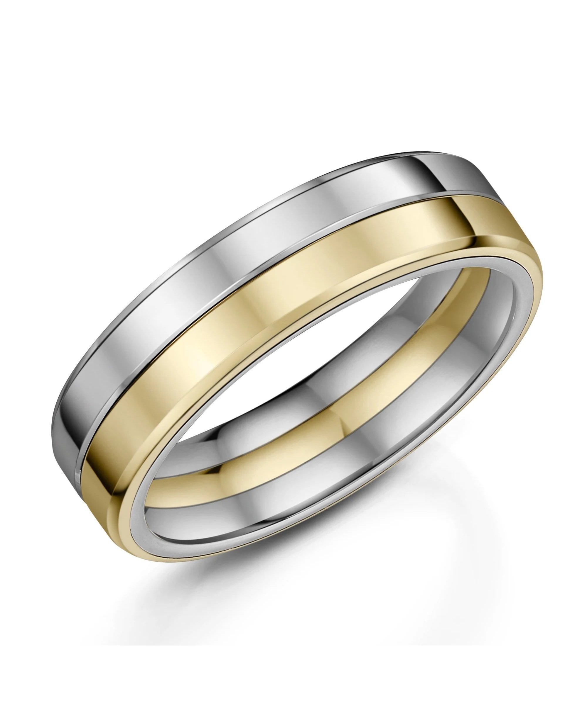 Zirconium & 9ct Yellow Gold Men's Wedding Ring - Size U