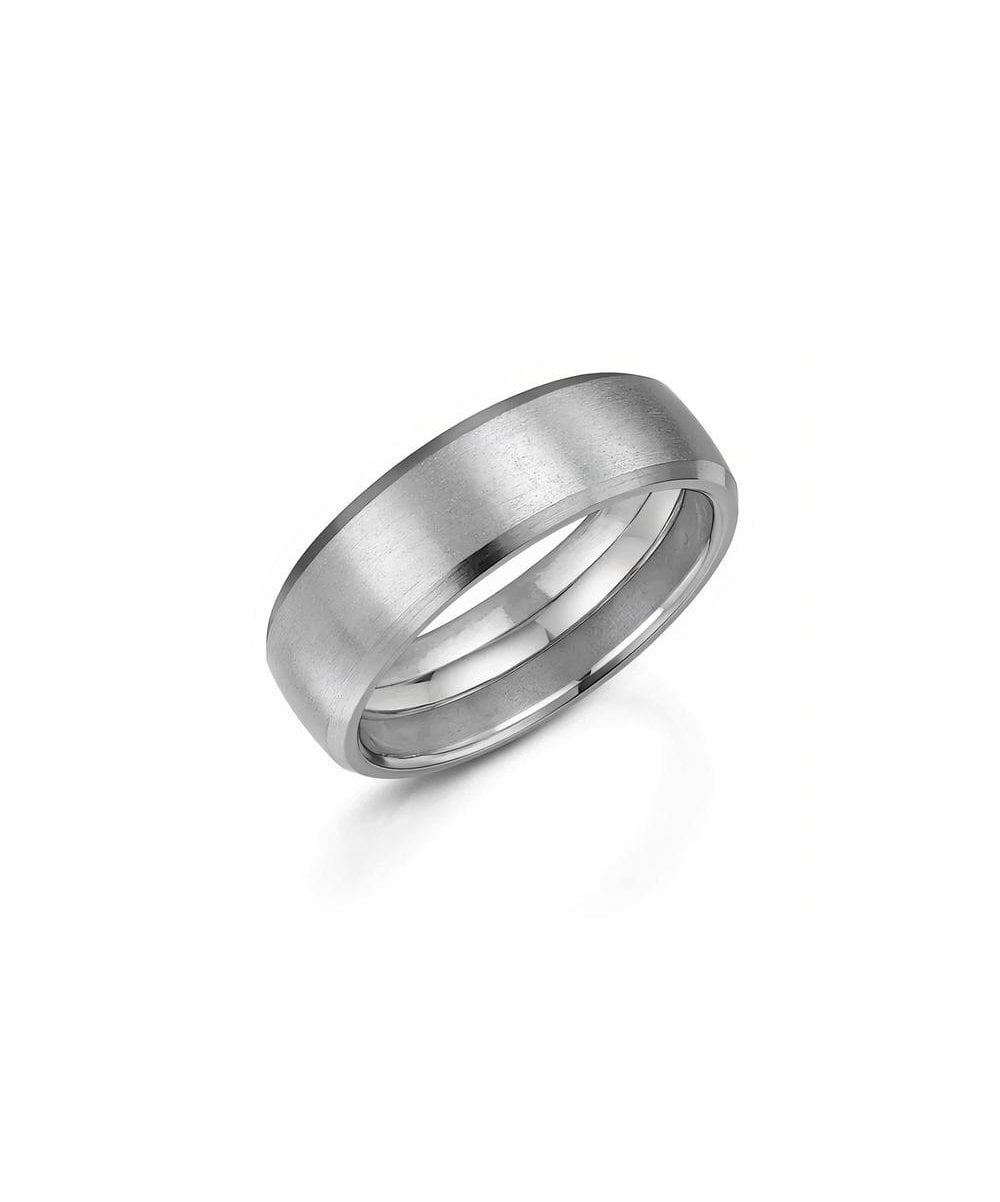Zirconium & Silver Men's Wedding Ring - Size T