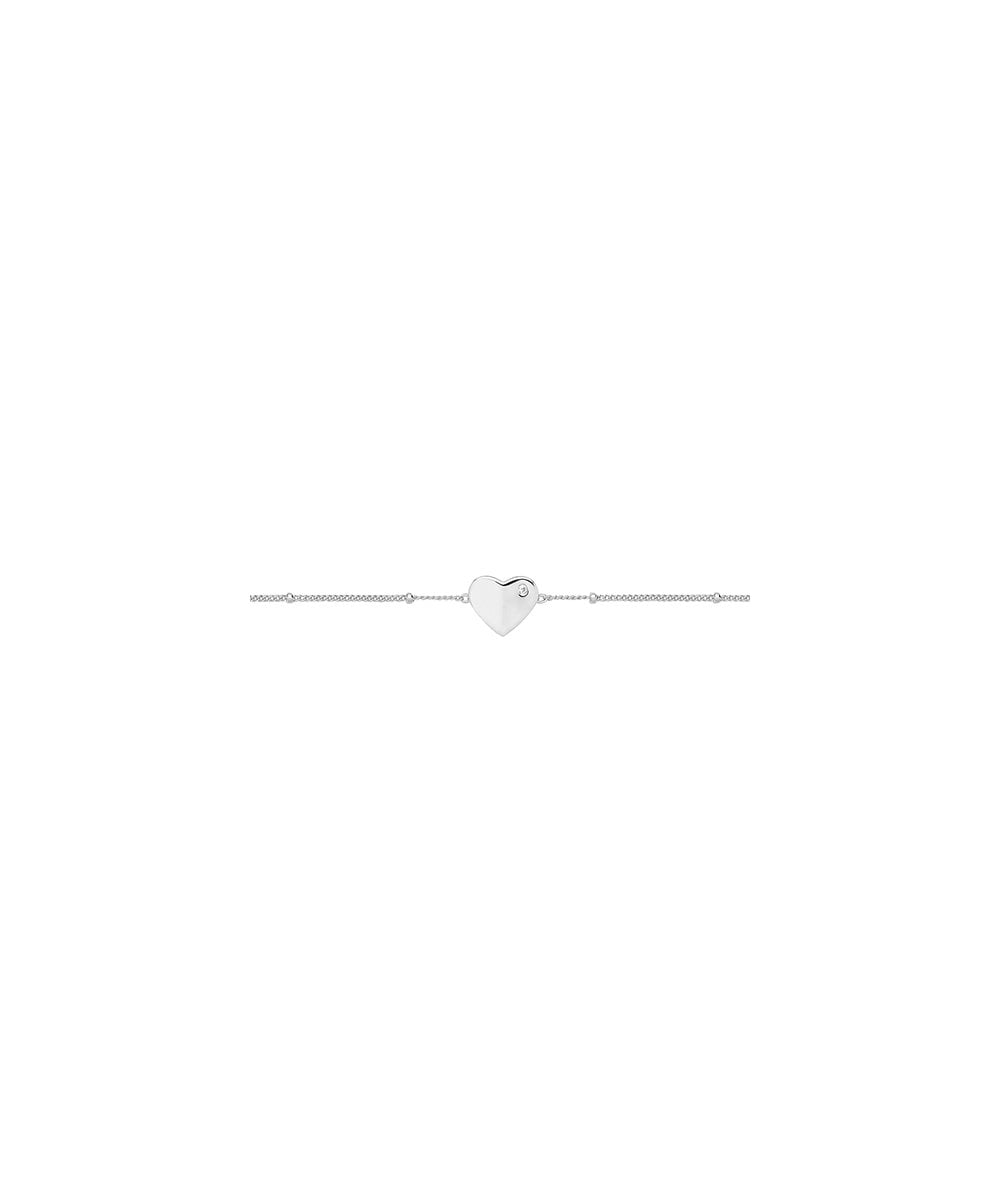 Silver Beaded Heart Bracelet