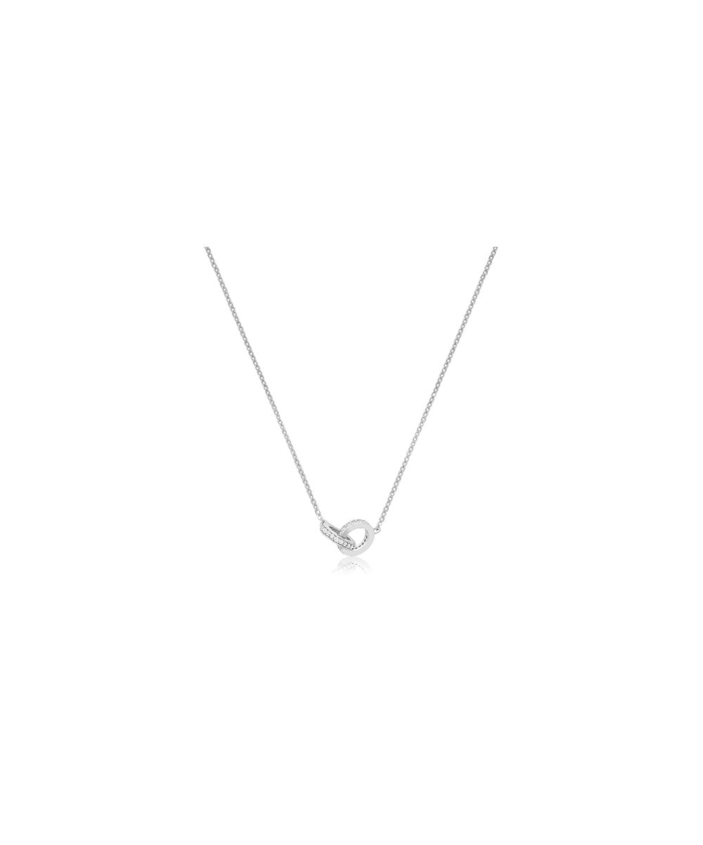 Silver CZ Interlocking Rings Necklace