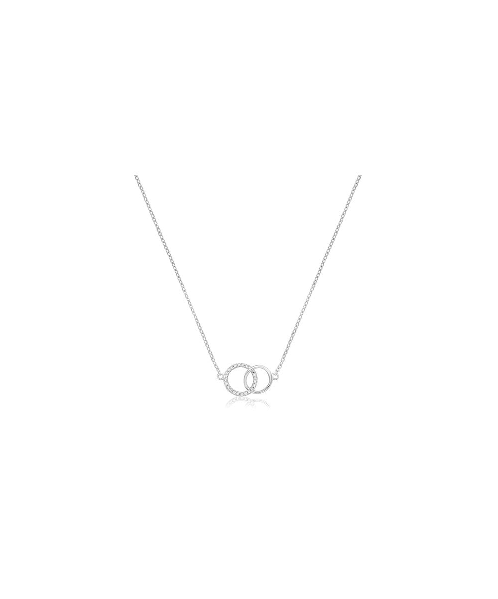 Silver CZ Interlocking Circles Necklace