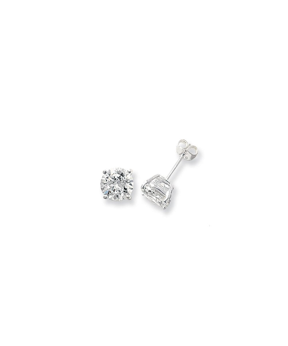 Silver 7mm CZ Stud Earrings
