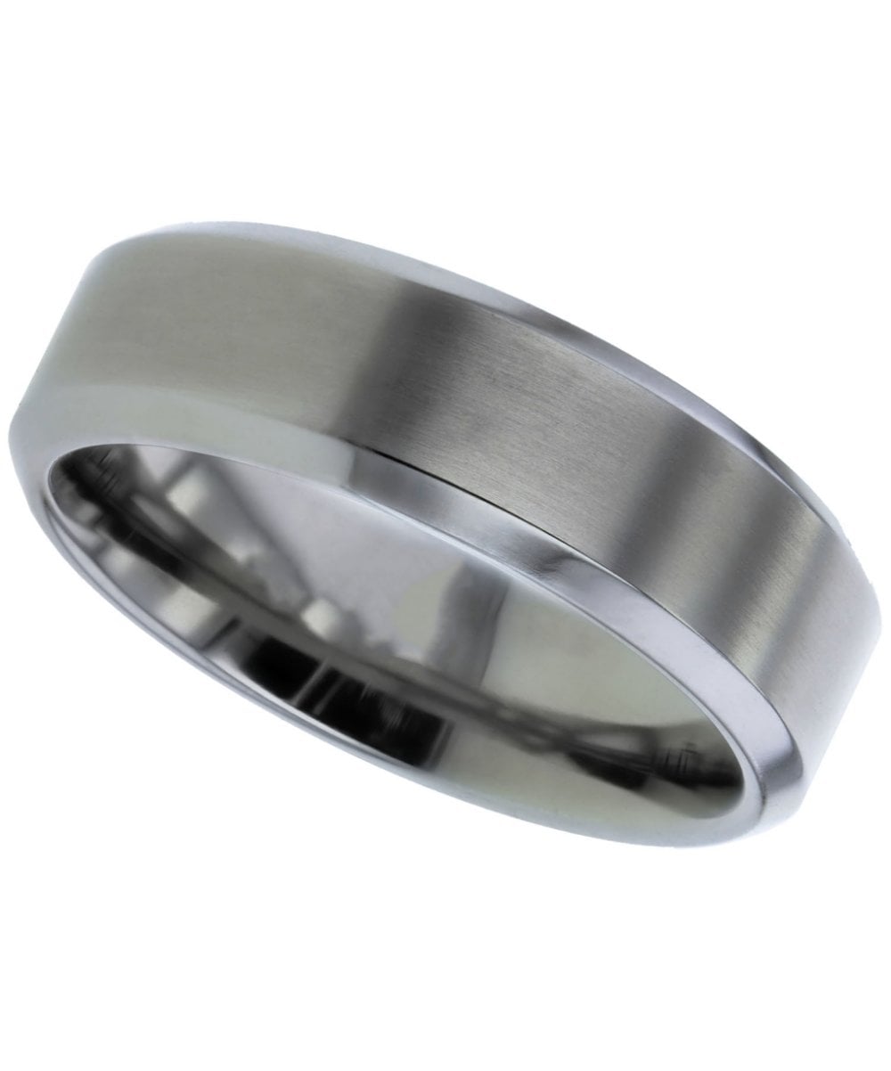 Bevelled Edge Titanium Court Wedding Ring