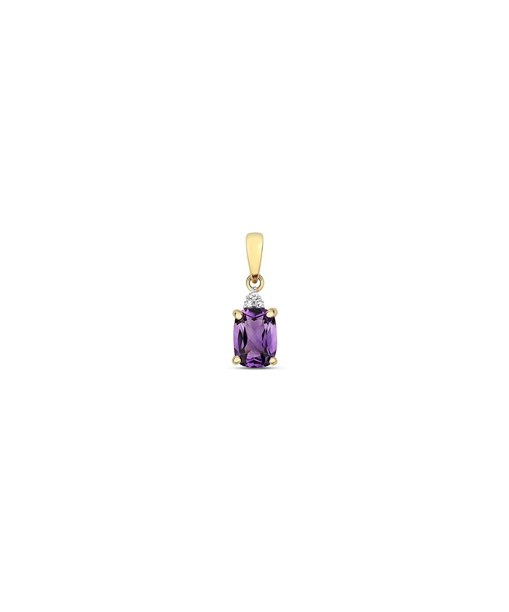9ct Gold Diamond & Amethyst Pendant
