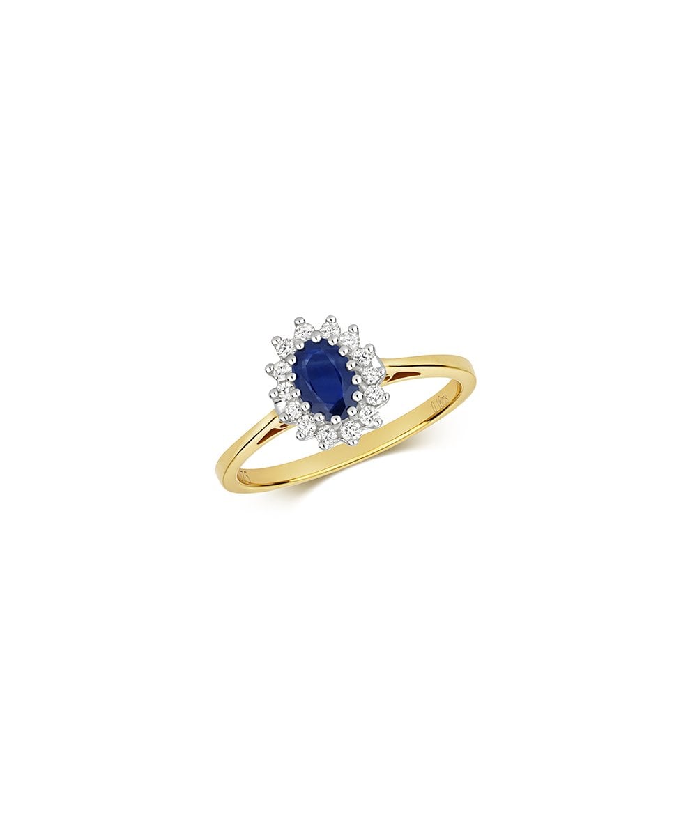 9ct Yellow Gold Sapphire & Diamond Ring