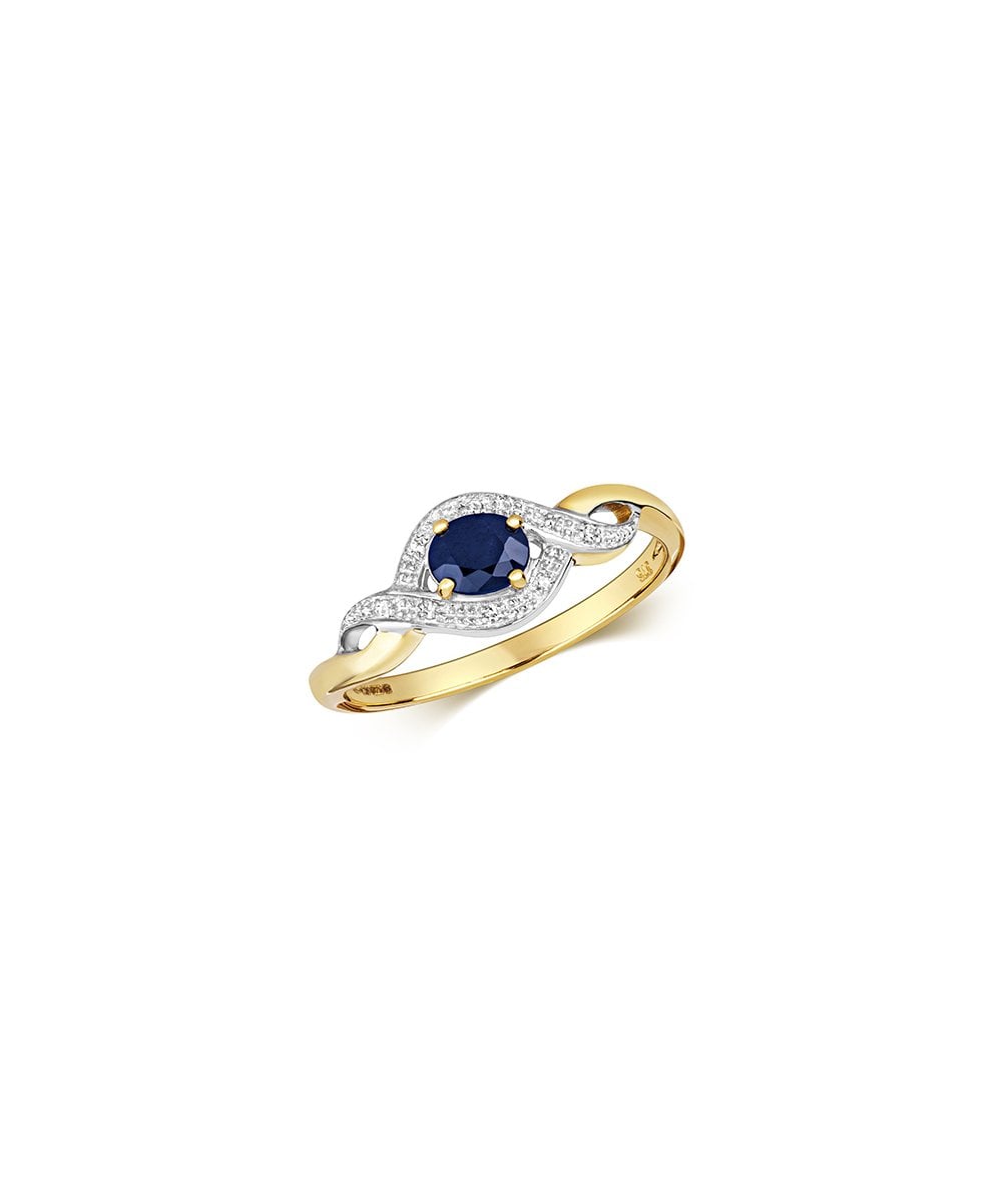 9ct Yellow Gold Sapphire & Diamond Ring