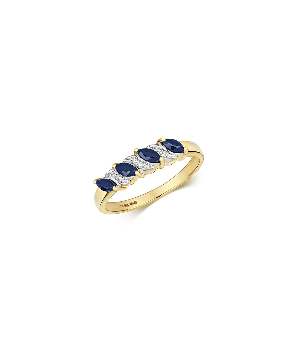 9ct Yellow Gold Sapphire & Diamond Ring