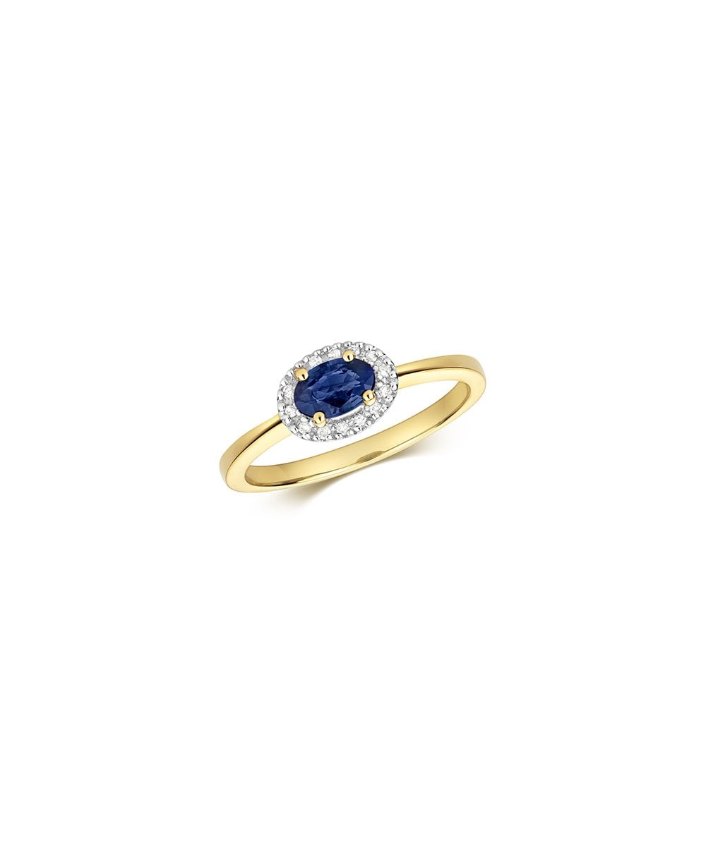 9ct Yellow Gold Sapphire & Diamond Ring