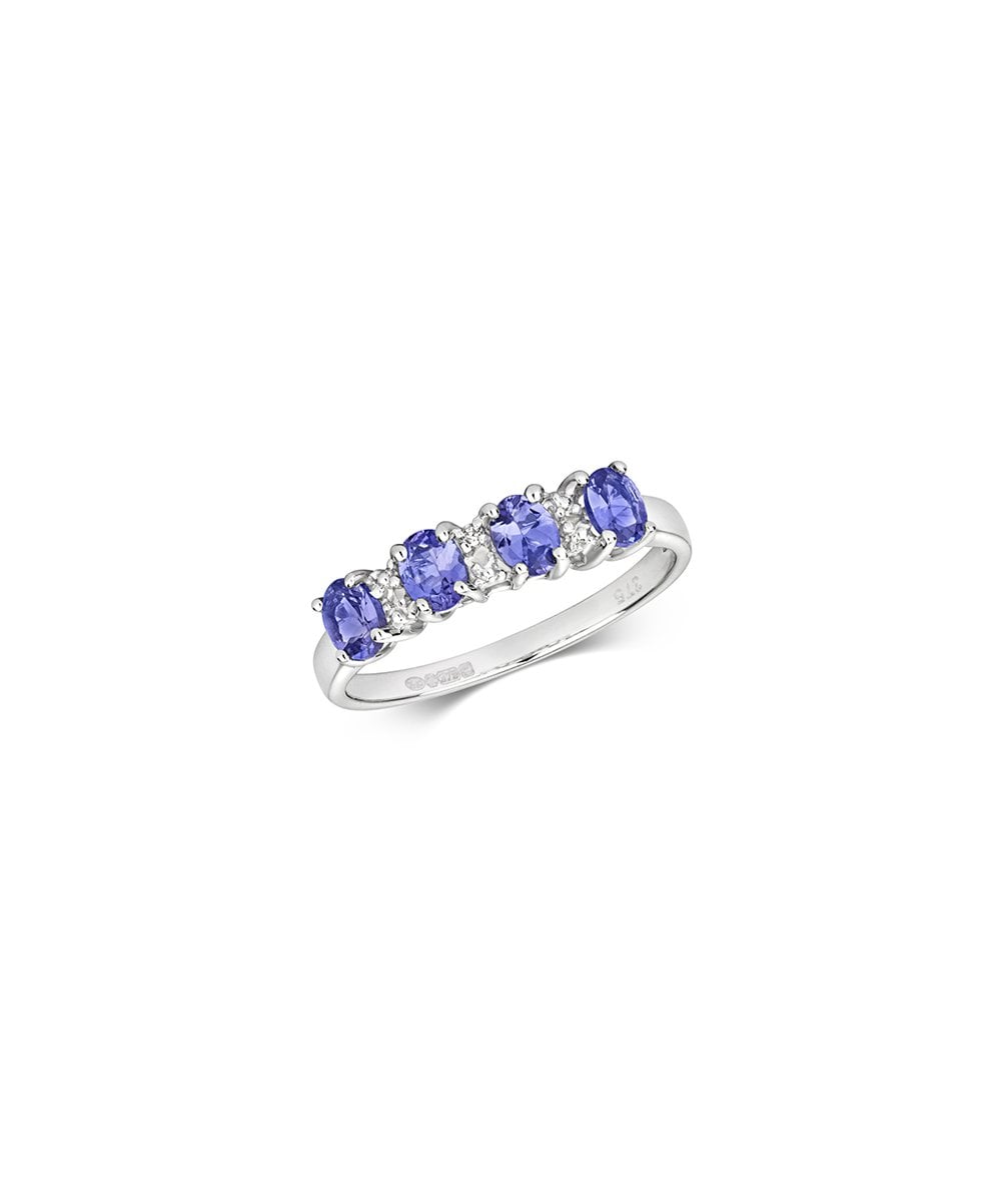9ct White Gold Tanzanite & Diamond Ring