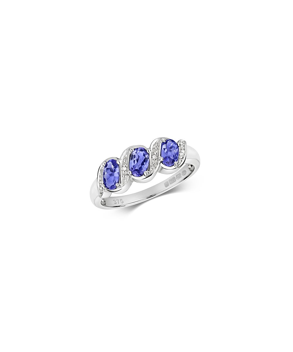 9ct White Gold Tanzanite & Diamond Ring