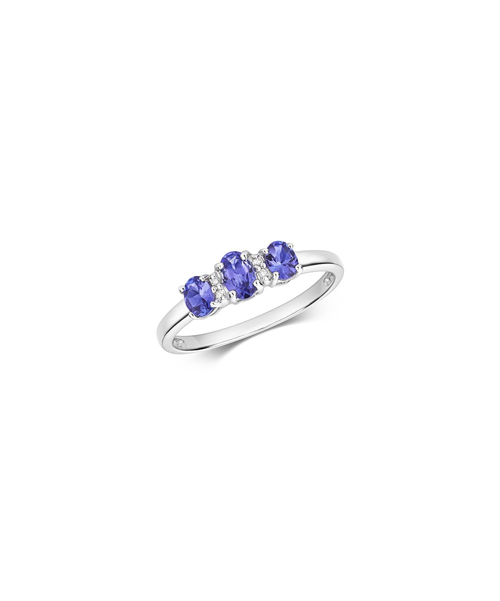 9ct White Gold Tanzanite & Diamond Ring