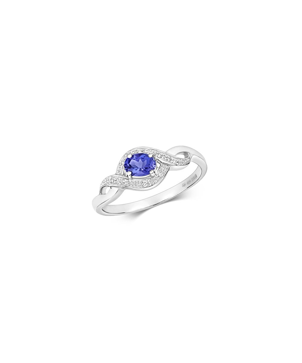9ct White Gold Tanzanite & Diamond Ring