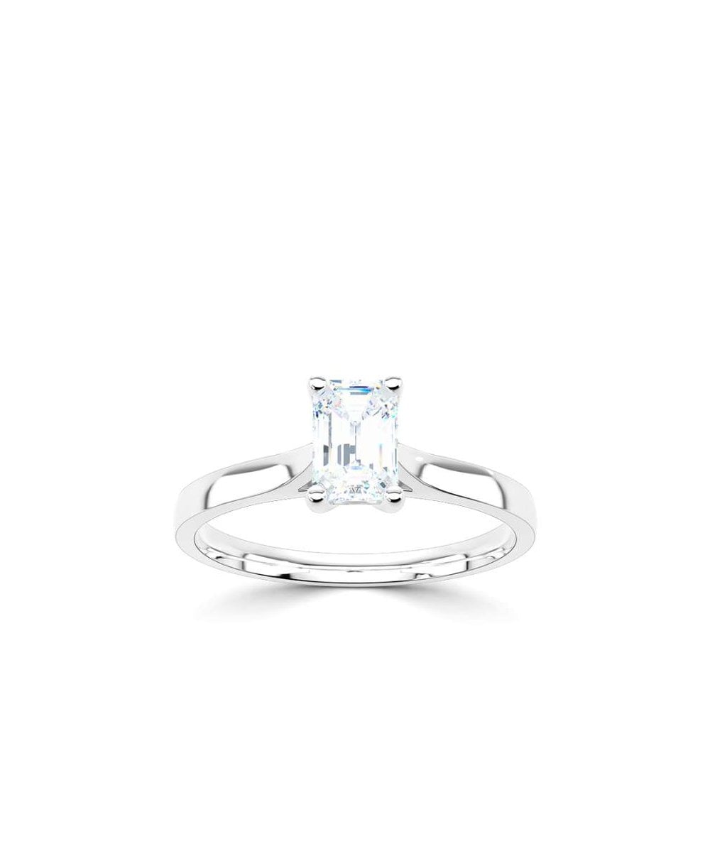 Lab Grown Diamond Solitaire Engagement Ring - Emerald Cut