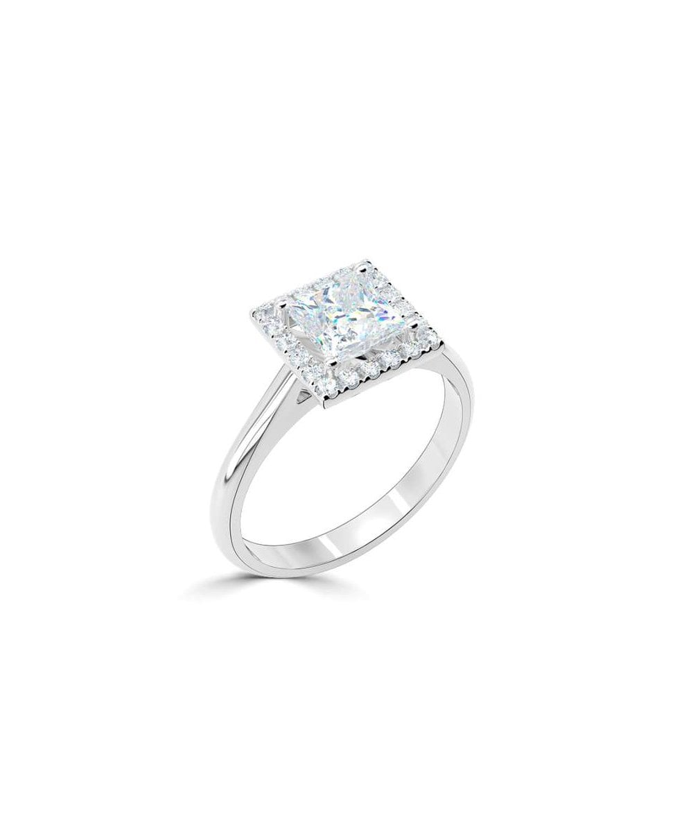 Lab Grown Diamond Halo Engagement Ring - Princess Cut