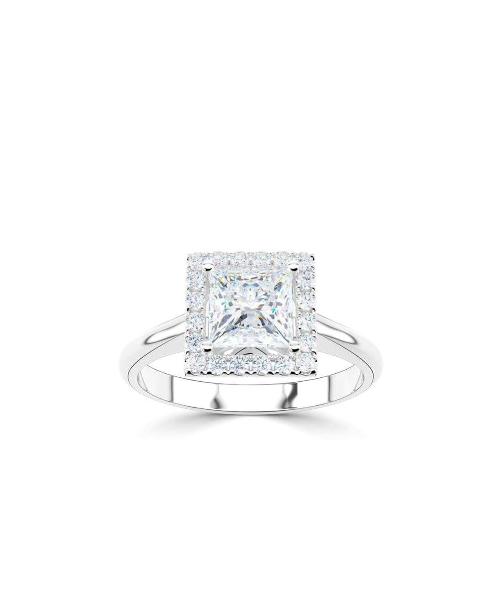 Lab Grown Diamond Halo Engagement Ring - Princess Cut