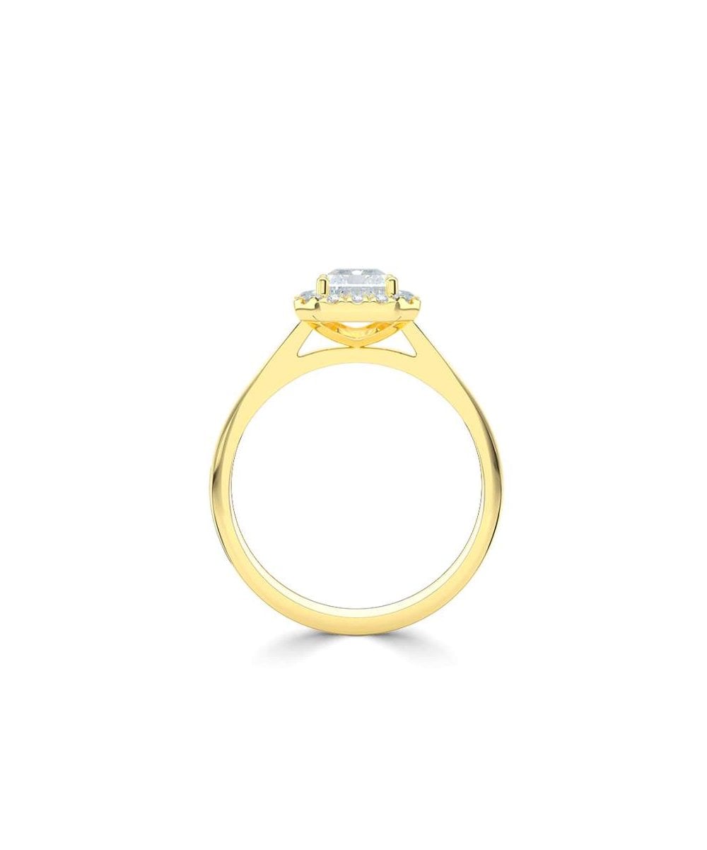 Lab Grown Diamond Halo Engagement Ring - Emerald Cut